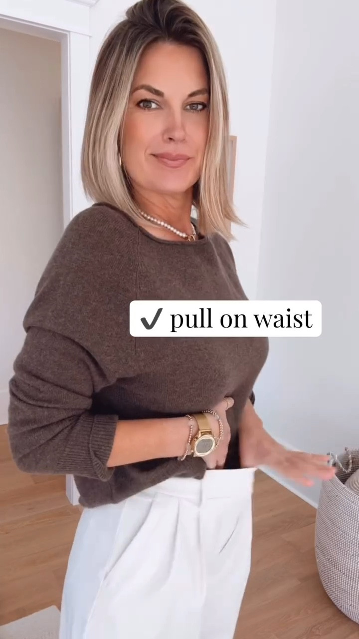 I am 5’11” wearing small 35” inseam in these trousers! Pull in waist and great stretch. The material feels similar to leggings. wearing size small in the cashmere sweater. Heels true to size  

#LTKOver40 #LTKgrwm #LTKTall