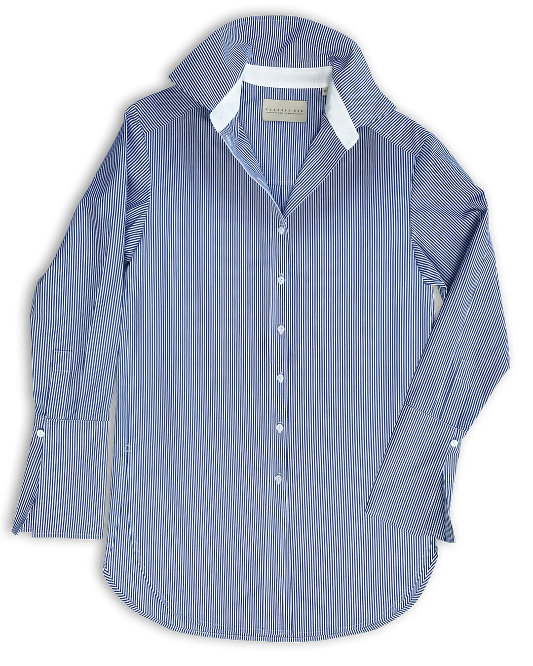 Donna Button-Down Shirt in Blue & White Stripe | Classic Six