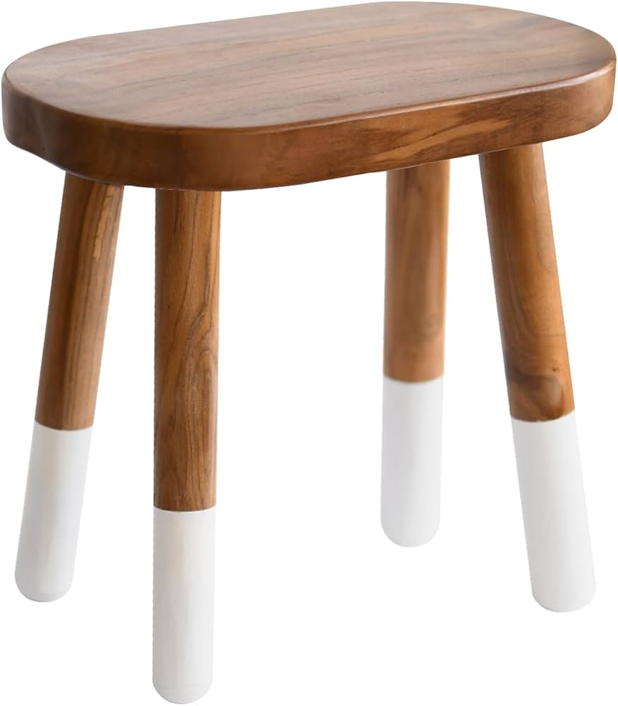 Dip-Dyed Teak Stool Solid Wood Indoor Outdoor Shower/Bath/Spa Handmake Teak Bench | Amazon (US)