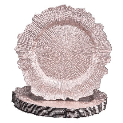 Unique Bargains Plastic Reef Trim Textured Surface Lightweight Charger Plates 10 Pcs Rose Gold | Target