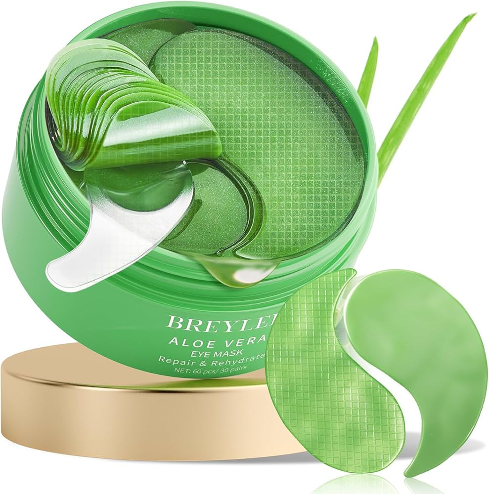 BREYLEE Aloe Vera Eye Masks - 60 Pcs - Reduce Puffy Eyes & Dark Circles, Firm & Improve Under Eye... | Amazon (US)