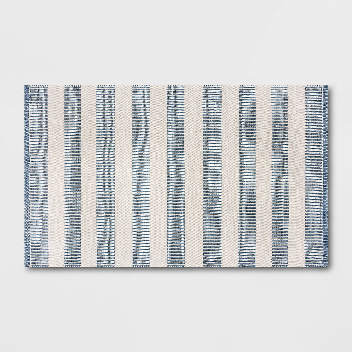 2'6"x4'2" Rectangular Hand Made Woven Outdoor Accent Rug Striped Ivory/Blue - Threshold™ design... | Target