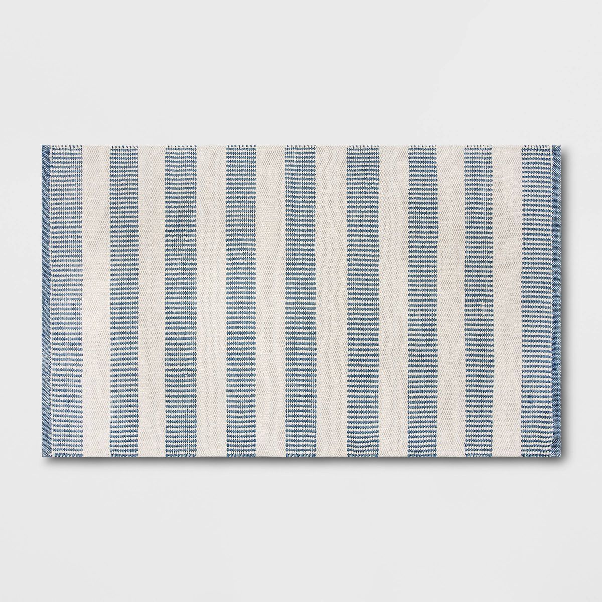 Rectangular Hand Made Woven Outdoor Rug Striped Ivory/Blue - Threshold™ designed with Studio Mc... | Target