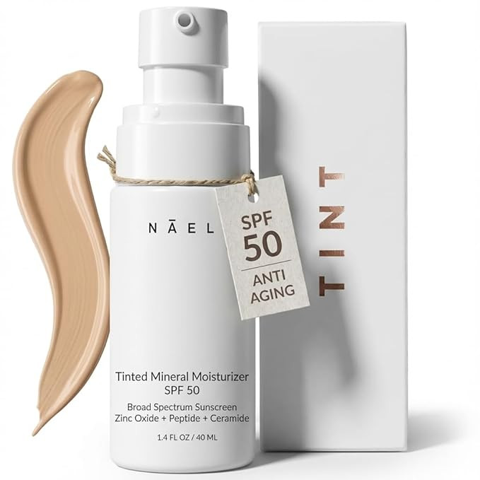 NAELI Anti Aging Tinted Moisturizer SPF 50, Mineral Sunscreen for Face with Zinc Oxide, Peptides ... | Amazon (US)