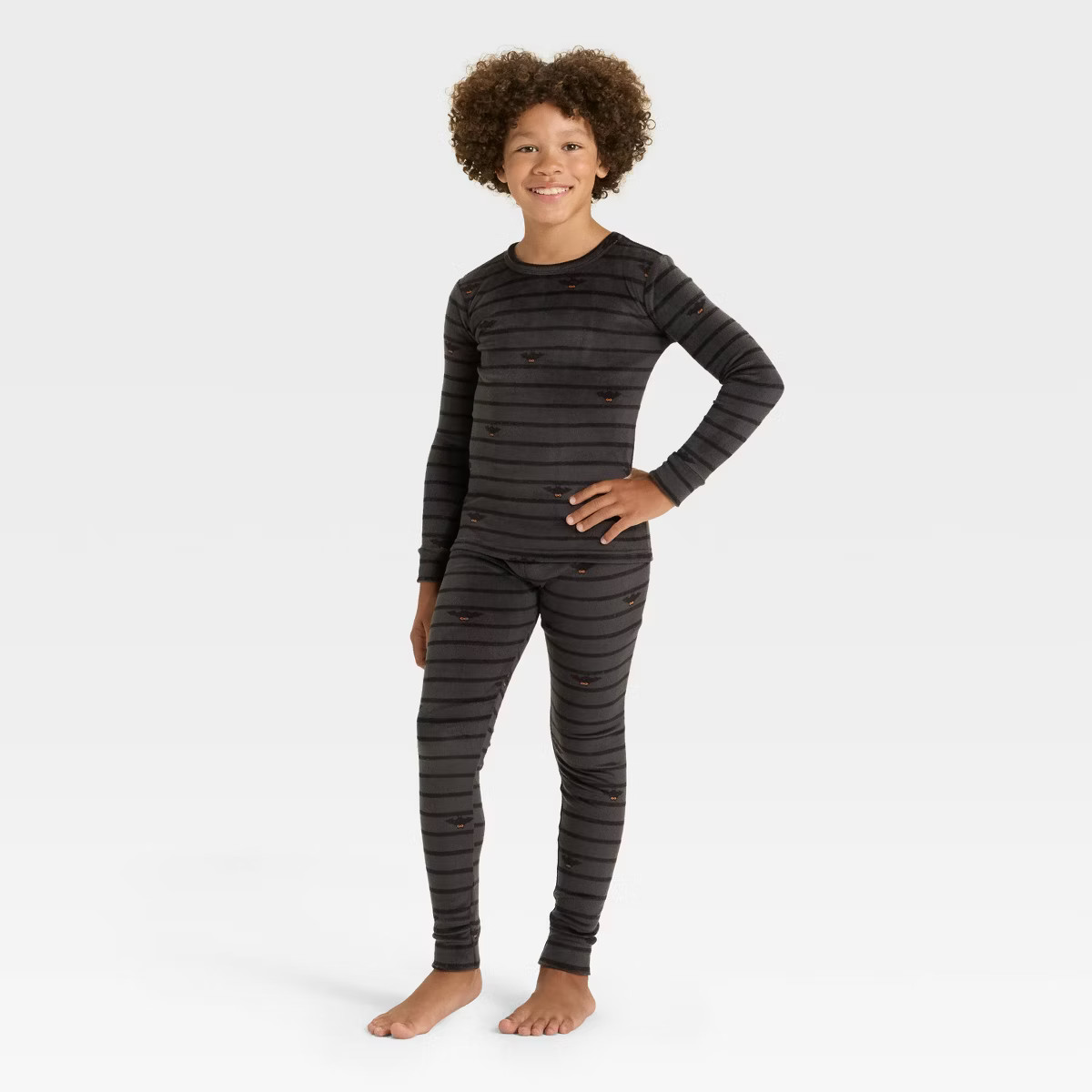 Kids' Halloween Bats Long Sleeve Snuggly Soft Pajama Set - Cat & Jack™ Gray | Target