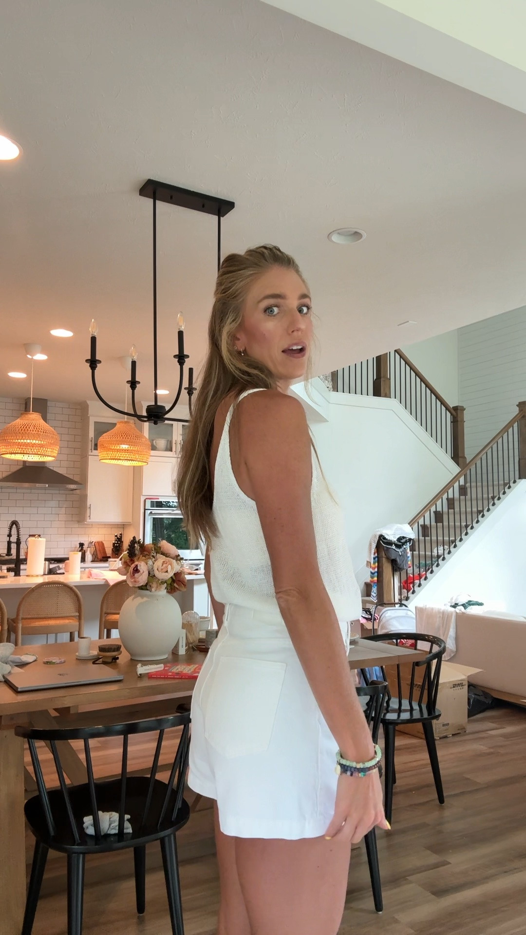 Some of my favorite denim shorts are on sale with my personal code Ashley B 20 give you 20% off all Anthropologie. I’m wearing my true size in these white shorts.