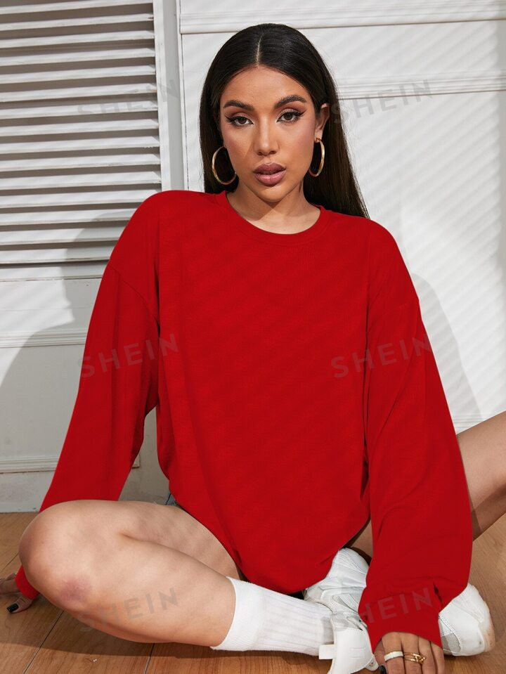 SHEIN EZwear Drop Shoulder Oversized Solid Tee | SHEIN | SHEIN