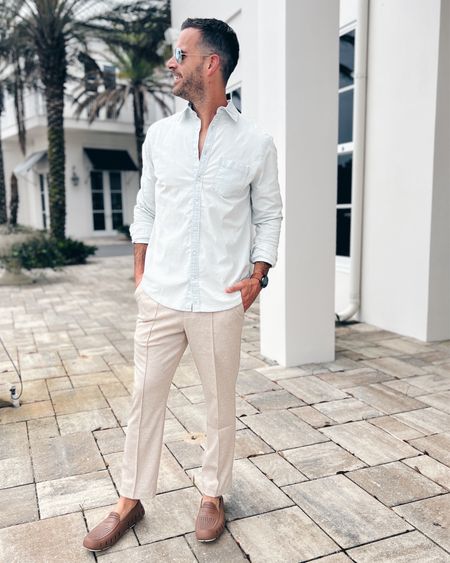 Men’s spring outfit on sale. Medium tall bleached chambray shirt.  32x32 pants (these have a matching suit jacket)  

#LTKunder50 #LTKmens #LTKshoecrush
