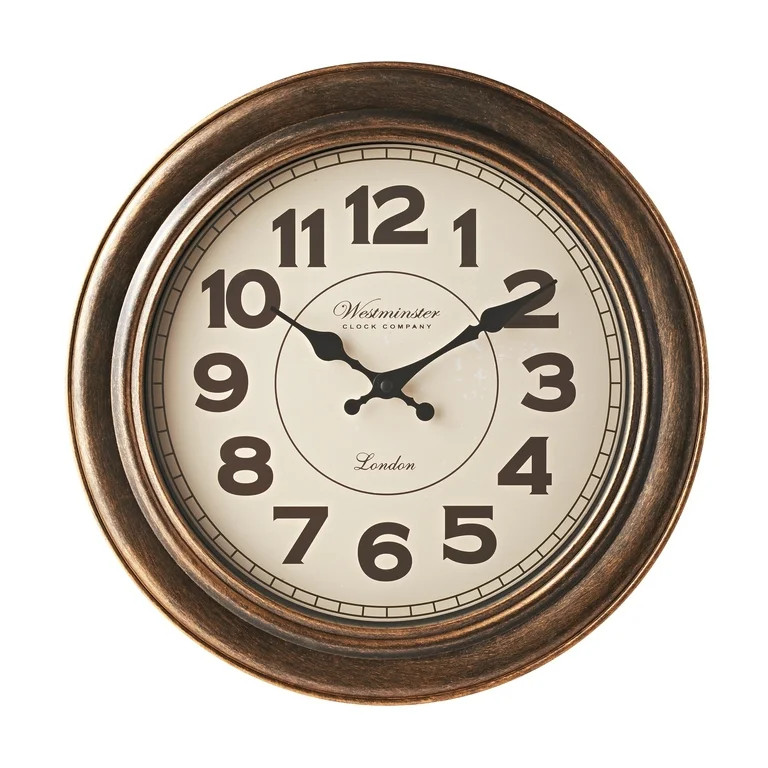 Mainstays 15in Analog Decorative Wall Clock, Brushed Copper | Walmart (US)
