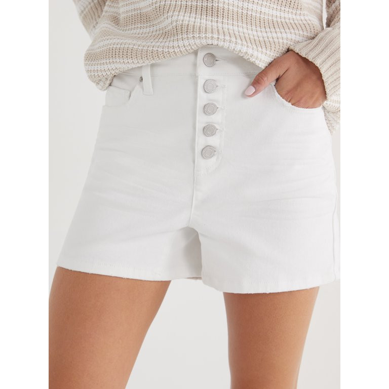 Time and Tru Women's Button Fly Denim Shorts, 3.5" Inseam, Sizes 2-20 | Walmart (US)