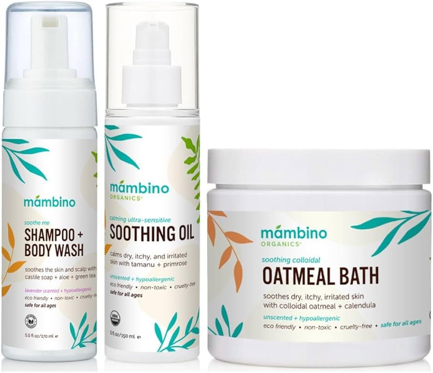 Mambino Organics Soothing Bath Set - Organic Colloidal Oatmeal Bath Soak, Soothe Me Shampoo & Bod... | Amazon (US)