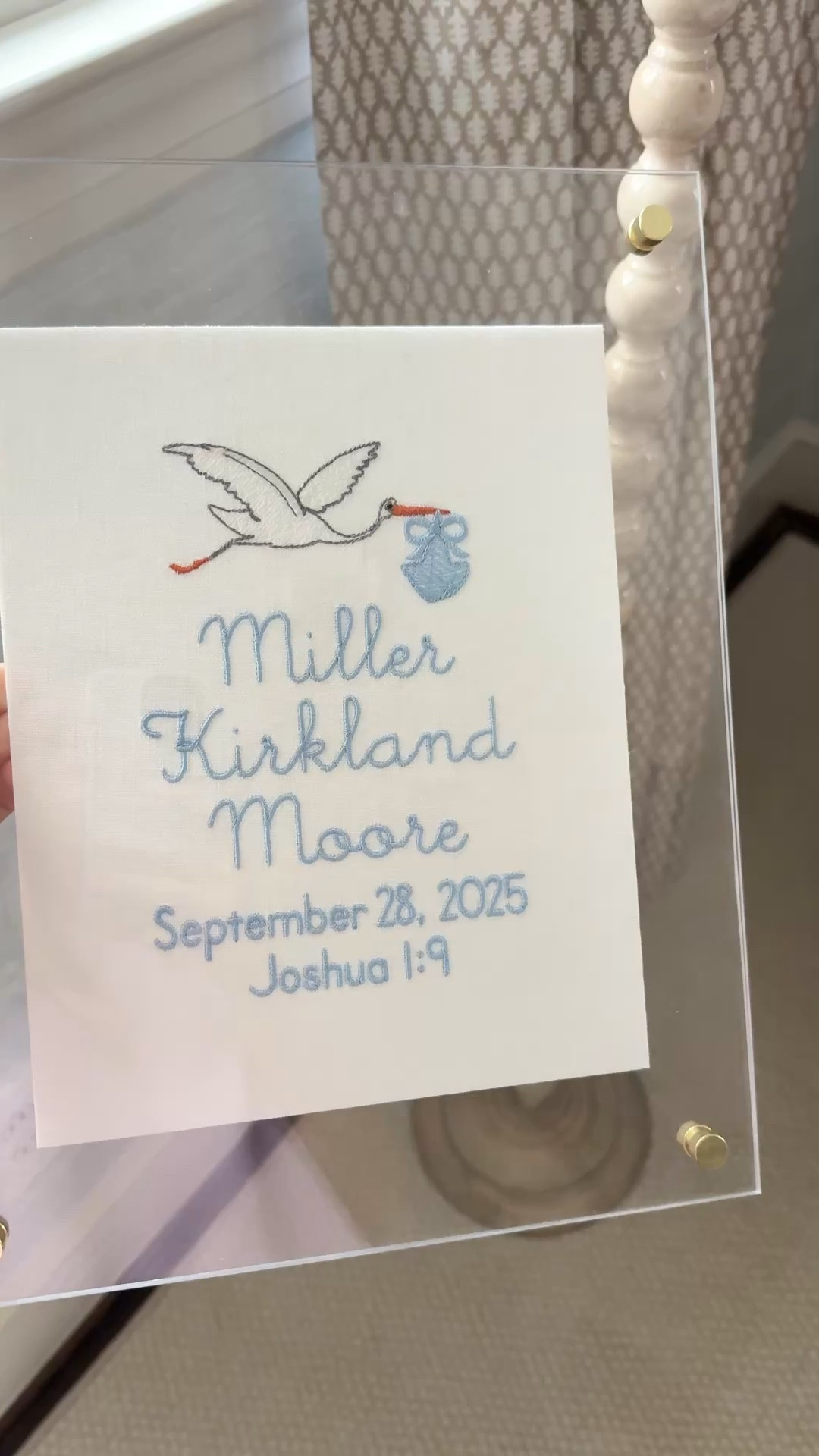 Personalized embroidery for new babies!! Mine is on cream linen fabric. Target frame would make a thoughtful gift I have this one in Miller’s nursery 

#LTKBump #LTKHome #LTKBaby
