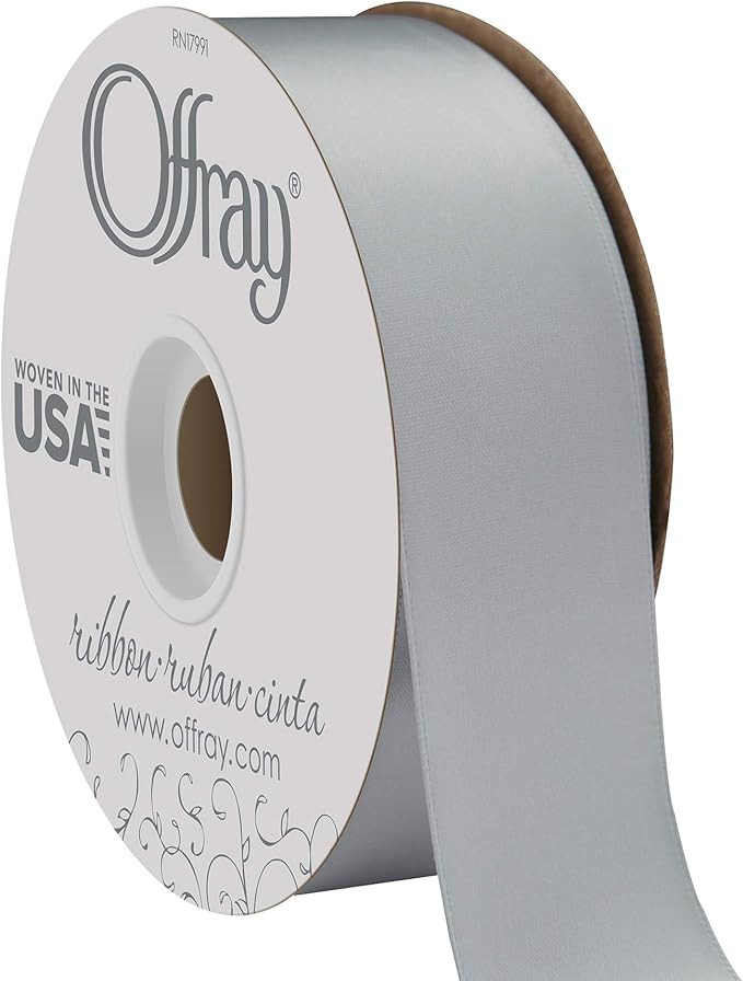 Berwick Offray 1.5" Wide Double Face Satin Ribbon, Dusty Blue, 50 Yds | Amazon (US)