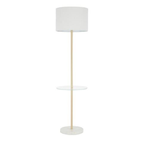 White Marble and Gold Lennox Floor Lamp with Table | World Market