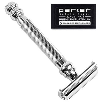 Parker 99R - Long Handle Heavyweight Butterfly Open Safety Razor & 5 Premium Platinum Double Edge... | Amazon (US)