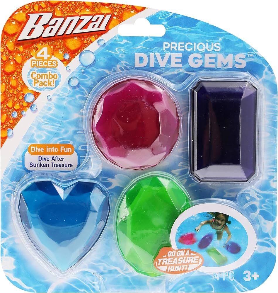 BANZAI Precious Dive Gems 4 Pack, Diving Toy for Water, Pool Diving Toy | Amazon (US)