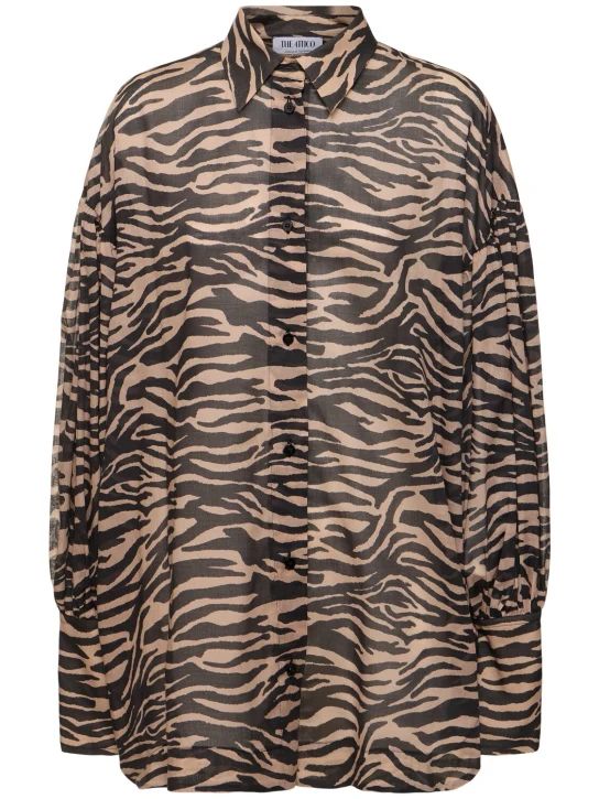 Printed mousseline oversized shirt | Luisaviaroma