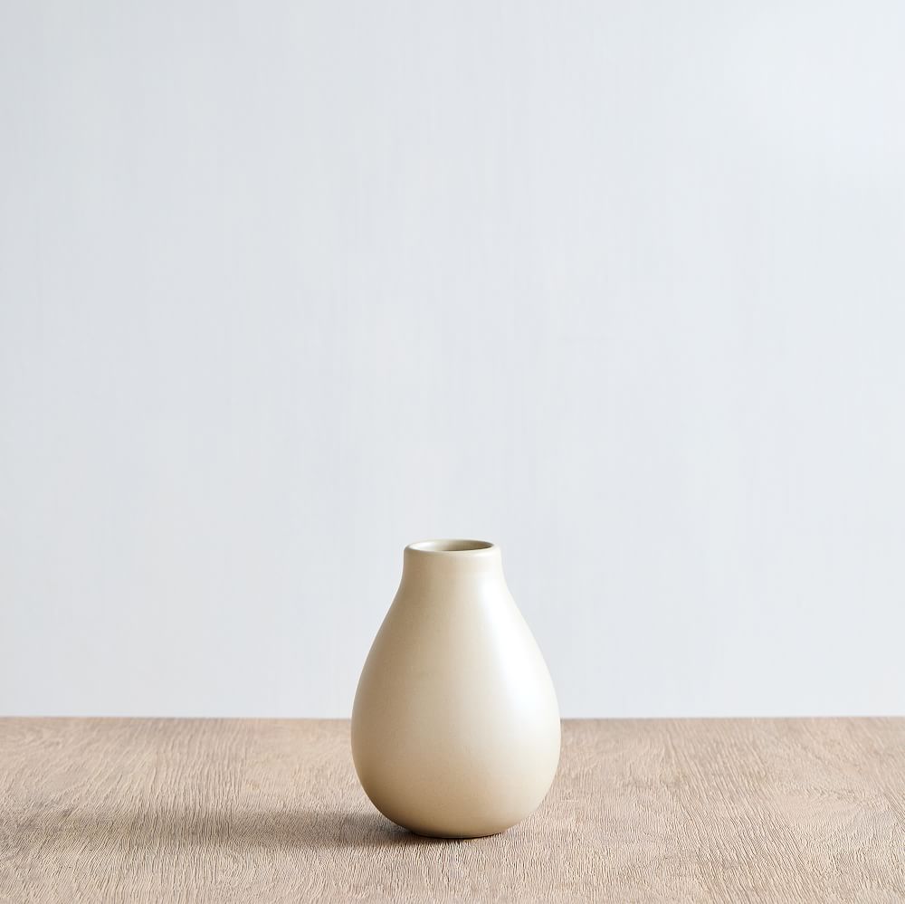 Pure Ceramic Collection Glaze Update, Vase, Sand, Ceramic, Raindrop | West Elm (US)