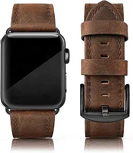 Leather Bands Compatible with Apple Watch 46mm 45mm 44mm 42mm(Series 1 2 3) Band Men Women, Vinta... | Amazon (US)