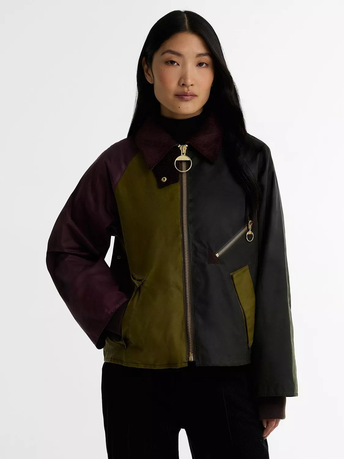 Barbour Arlene Waxed Jacket, Golden Olive/Fern | John Lewis (UK)