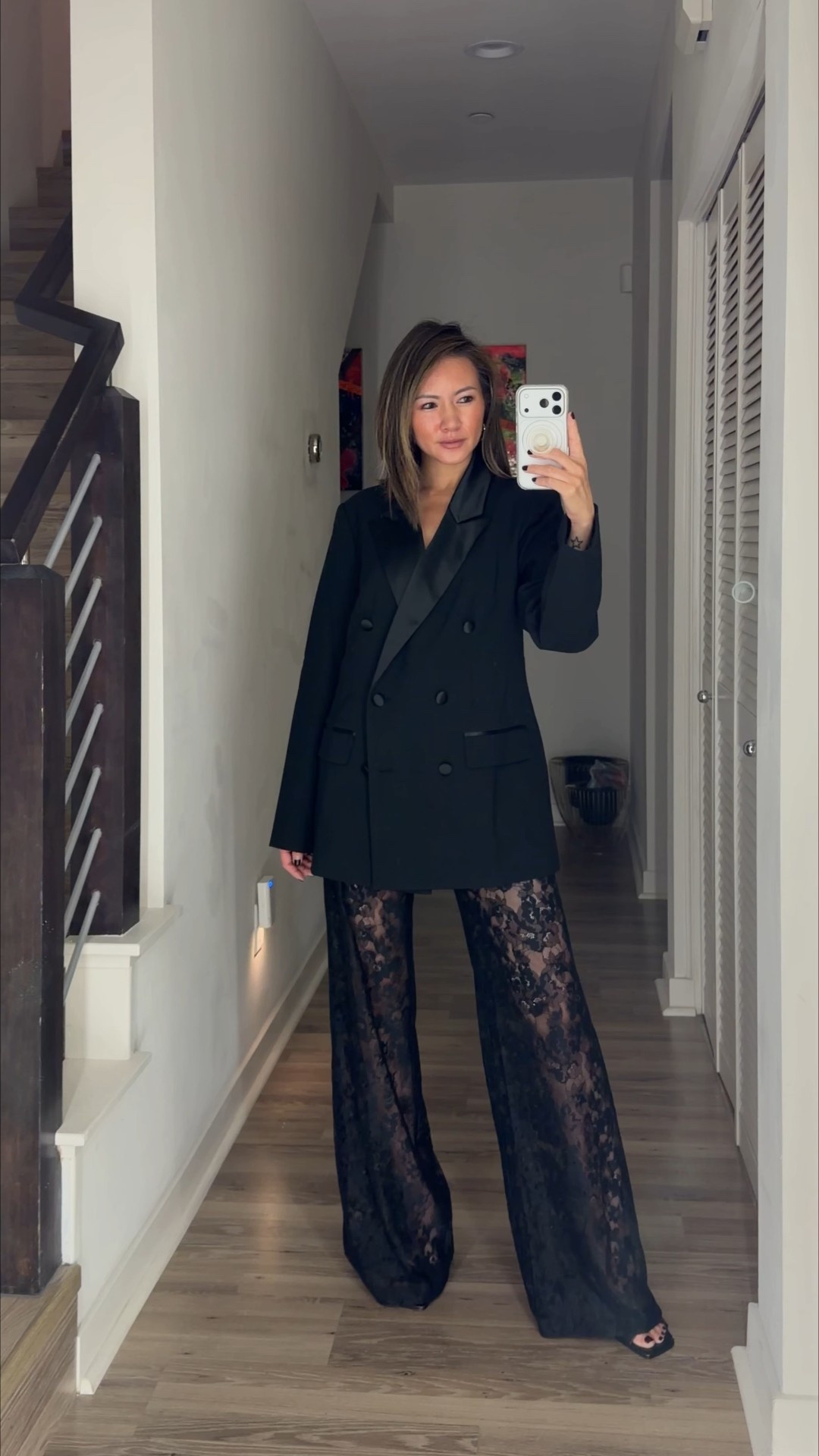 OOTD ⚡️ I’ve been searching for lace pants for a while and these are perfect. The fit is so good. Comes in three colors. This tuxedo blazer is so chic and affordable. I sized up a size for a relaxed fit. You can grab the blazer on sale now. This outfit would be great for the parties. date night and a night out. 

OOTD, party outfit, date night outfit, lace pants, blazer, vacation outfit, The Stylizt 



#LTKSaleAlert #LTKNYFW #LTKootd