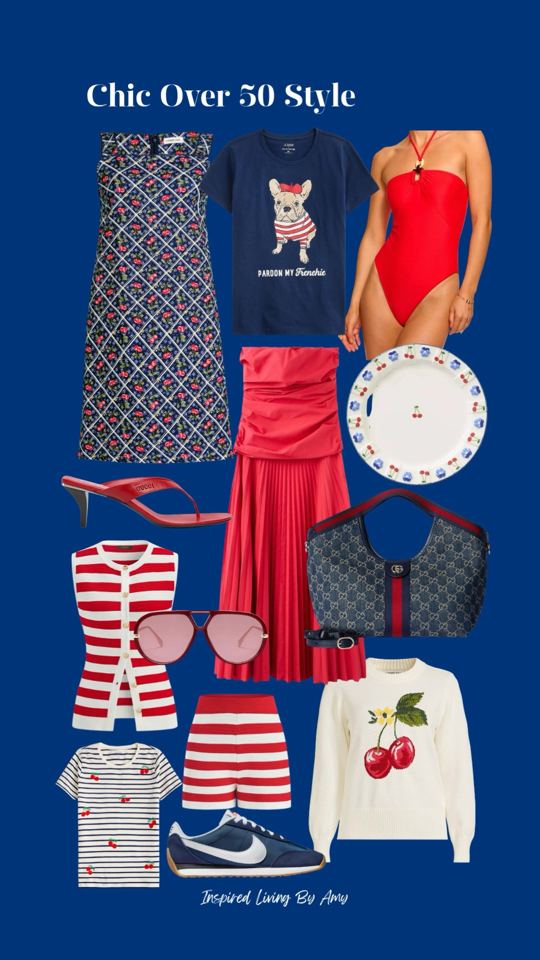 Cherry Aesthetic, Red, Navy, Summer Style, Summer Fashion, Summer Dresses, Over 40 Style, Over 50 Style, Daily Fashion 

 #LTKootd #LTKmomlife #LTKOver40