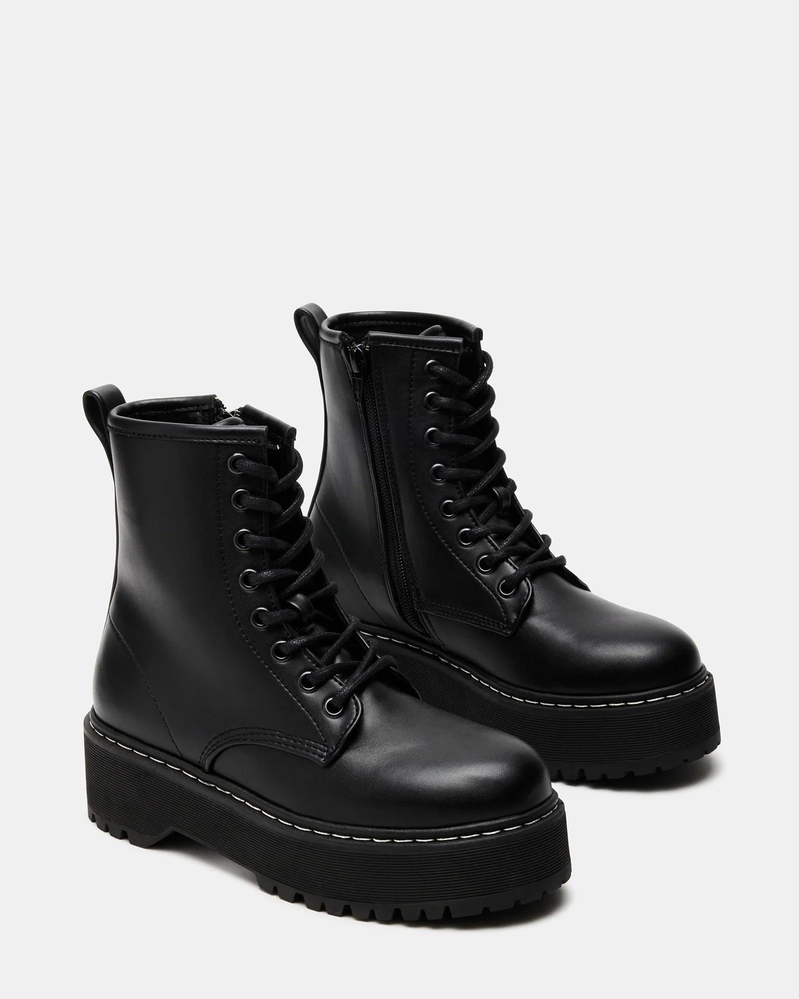BETTYY Black Platform Combat Boots | Women's Designer Booties | Steve Madden (Canada)
