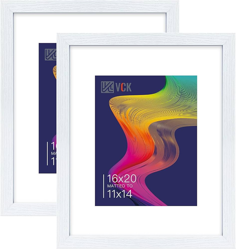 VCK 16x20 Picture Frame White Set of 2, Textures Exclusive Wooden Poster Frames with HD glass, Mo... | Amazon (US)