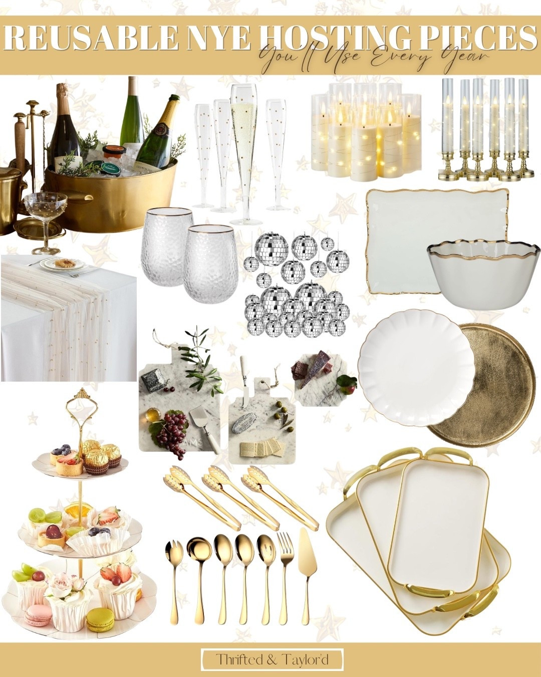 If you’re hosting New Year’s Eve and don’t want to buy things you’ll only use once, this guide is for you. These reusable NYE hosting pieces feel festive without screaming holiday and can be pulled out for birthdays, dinner parties, and celebrations all year long. I focused on timeless serveware, classic glassware, soft candlelight, and neutral pieces that layer beautifully no matter the occasion. Everything here is practical, elevated, and meant to be used again and again. Linked below for easy shopping 🤍

#LTKHoliday #LTKHome