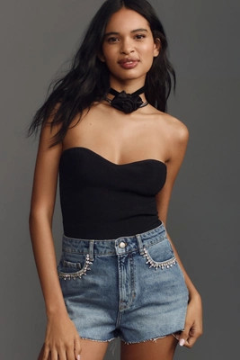 Pilcro Lover Embellished Denim Shorts | Anthropologie (US)