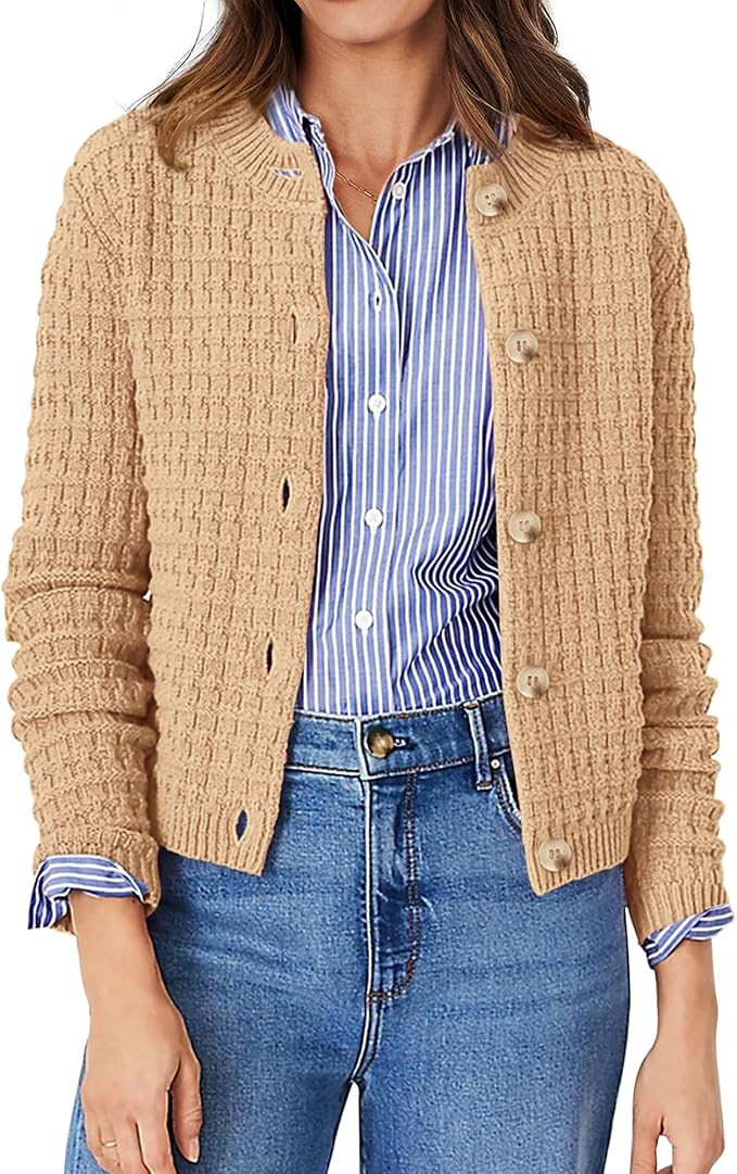 PRETTYGARDEN Women's Knit Cardigan Sweaters Casual Long Sleeve Open Front Button Down Trendy Jack... | Amazon (US)