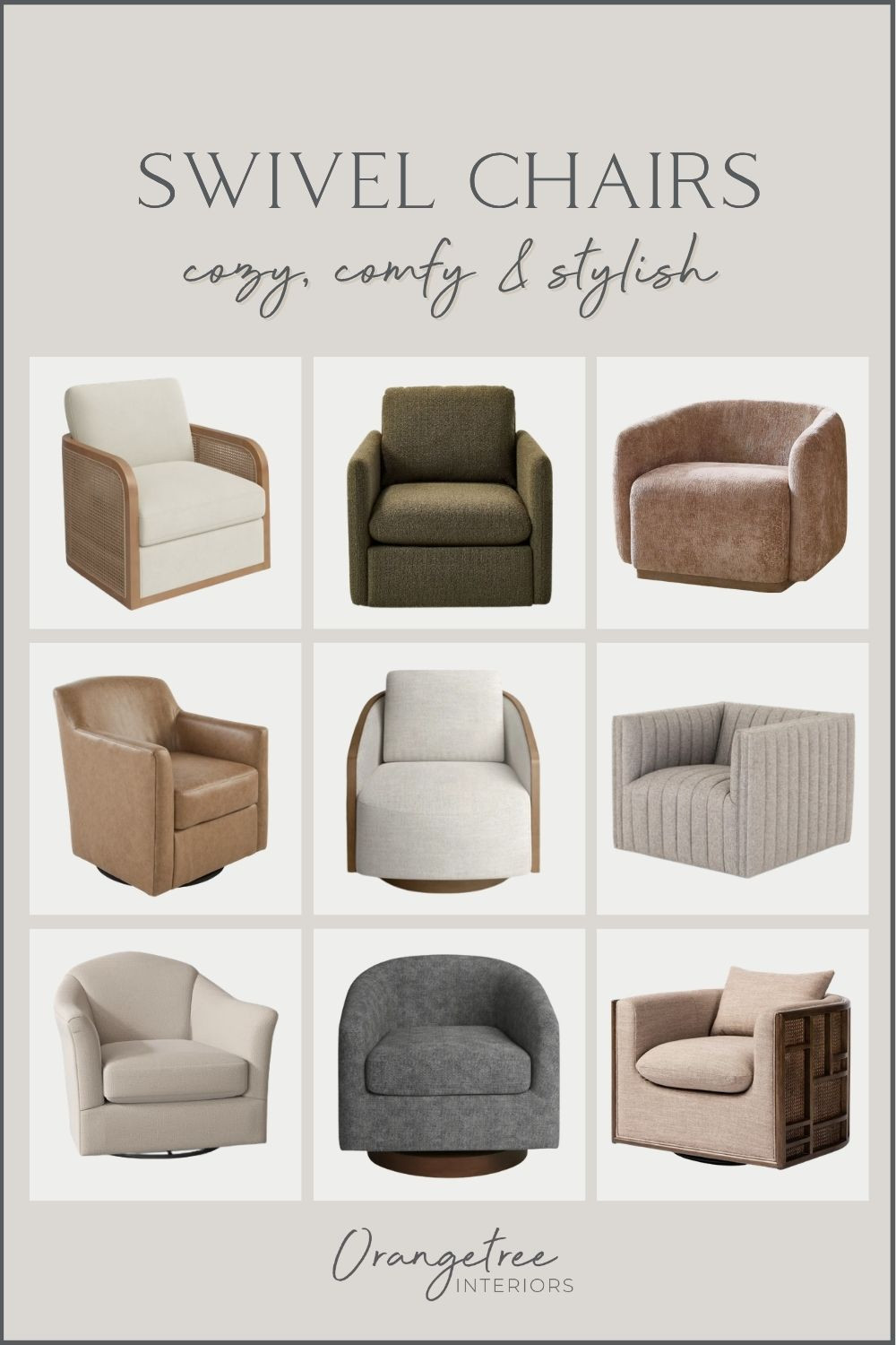 There’s something about a comfortable swivel chair that makes it the perfect place to curl up, relax and recharge.

I love swivel chairs because they combine comfort with flexibility — you can turn toward the conversation, enjoy the view, watch TV or simply create a cozy little corner that feels like your own.

I rounded up some of my favorite upholstered swivel chairs for living rooms, bedrooms and reading nooks, including neutral, textured and beautifully tailored options that work with a variety of decorating styles.


Shop my favorite comfortable swivel chairs below. 

 #LTKHome