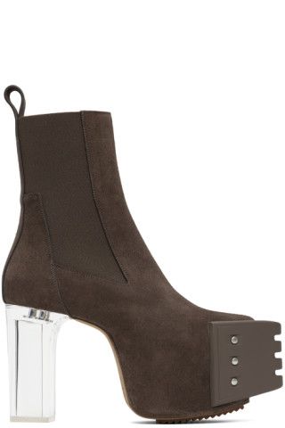 Brown Grilled Platform Boots | SSENSE