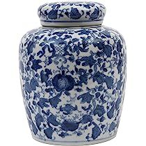 Creative Co-op Decorative Blue and White Ceramic Ginger Jar with Lid | Amazon (US)