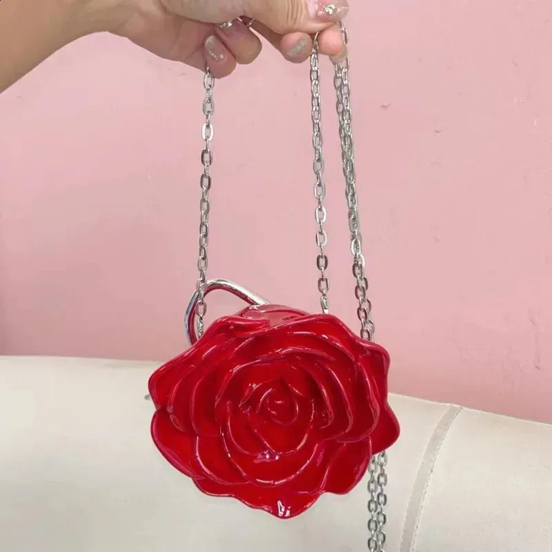 Red rose shaped 3D acrylic tea flower box bag celebrity dinner bag mini key exchange bag lipstick... | DHGate