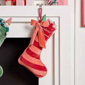 Red Stripe Velvet Stocking | West Elm (US)