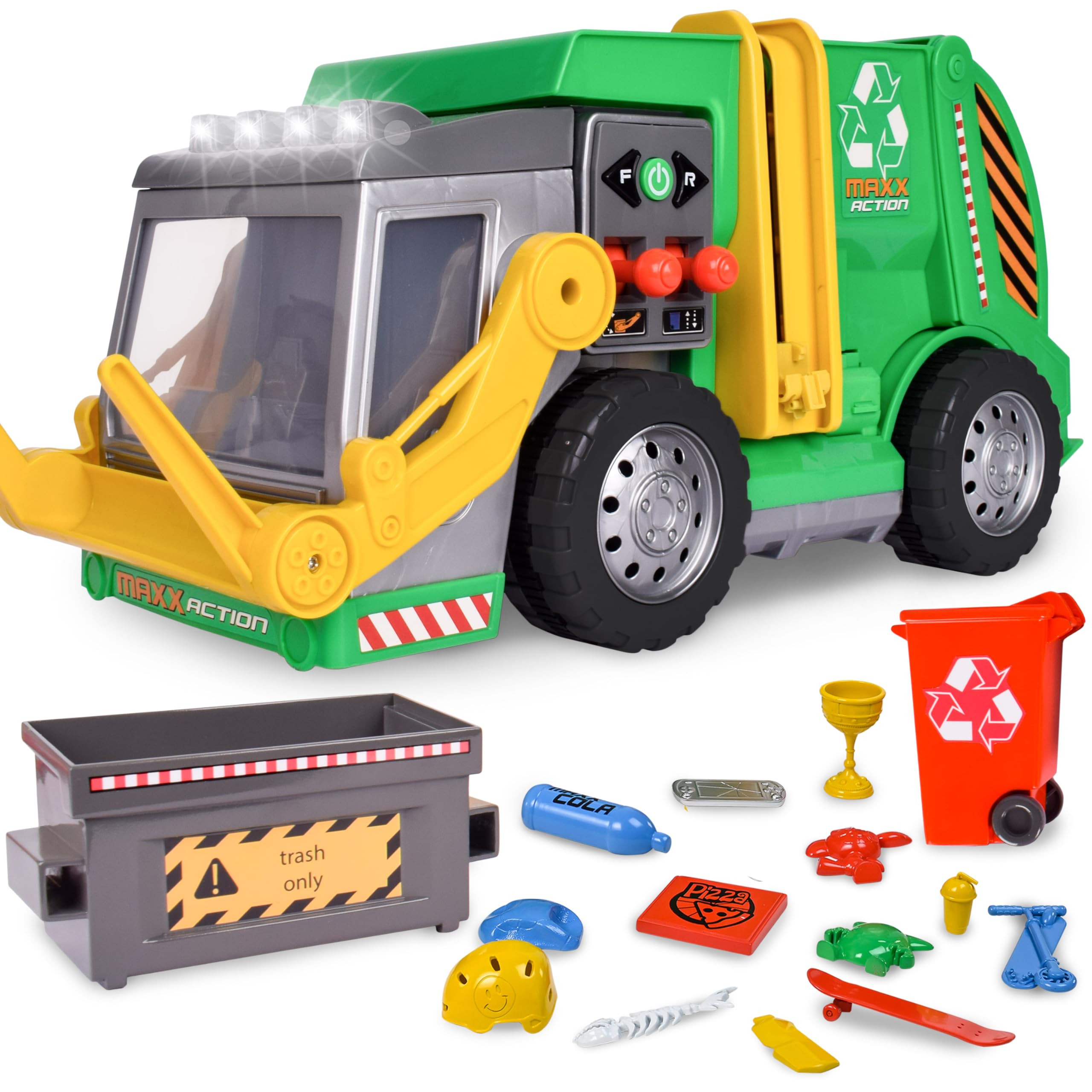 Maxx Action Large Motorized 19" Maxx Action Garbage Truck Toy Set with Lights and Sound Includes ... | Amazon (US)
