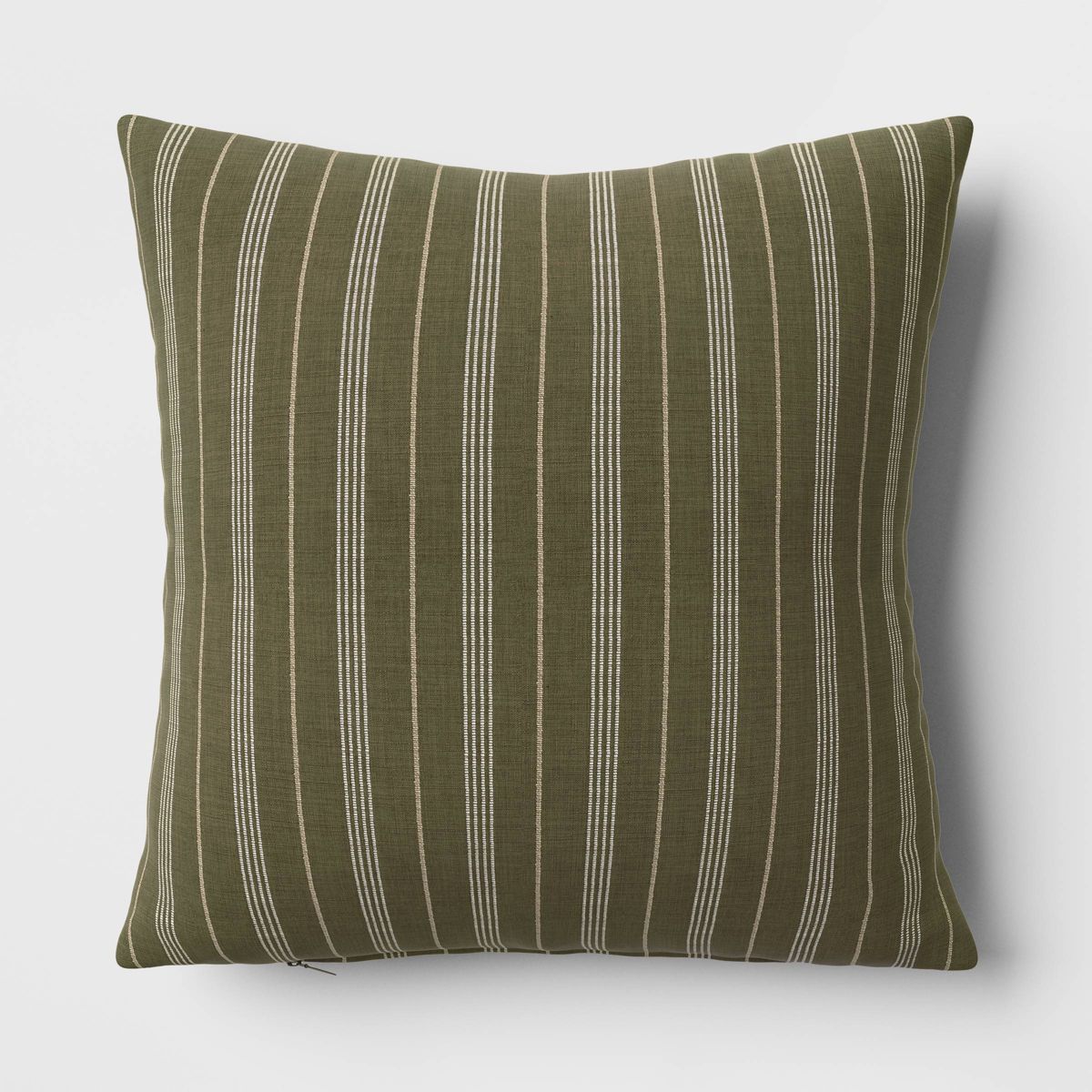 Cotton Flax Woven Striped Square Throw Pillow Dark Olive Green - Threshold™ | Target