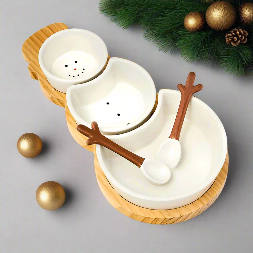 Snowman Serving Bowl Set & Tray | Wayfair North America