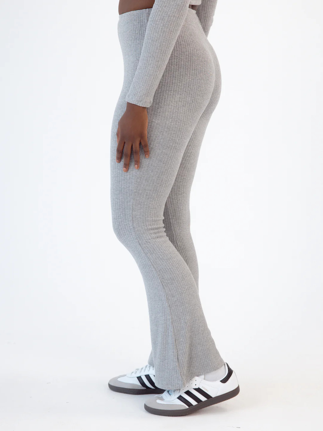 Soft Ribbed Knit Lounge Flare Pants | Klassy
