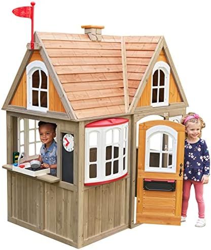 KidKraft Greystone Cottage Wooden Outdoor Playhouse with EZ Kraft Assembly™, Ringing Doorbell, ... | Amazon (US)