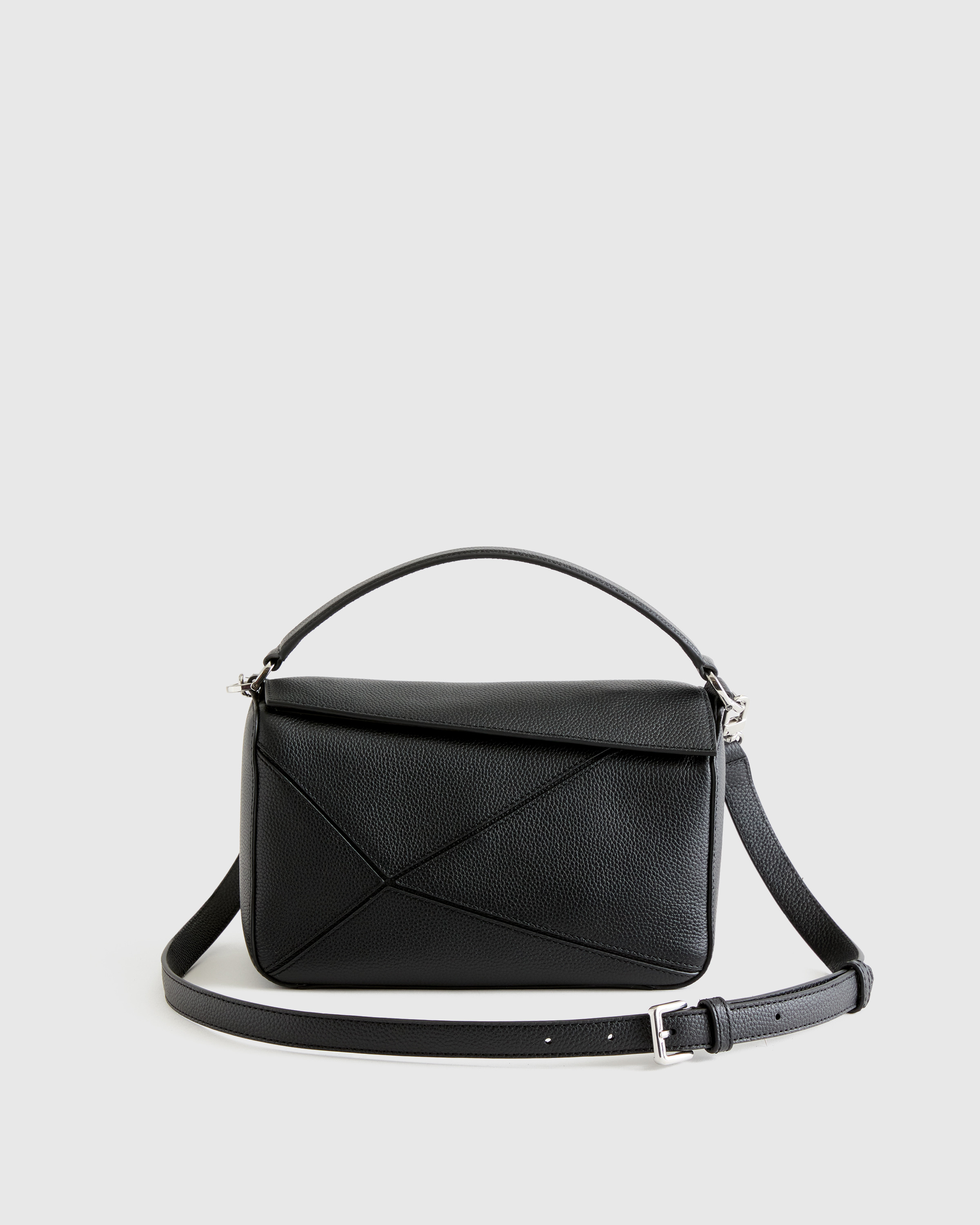 Quince | Women's Italian Leather Patchwork Crossbody in Black | Quince