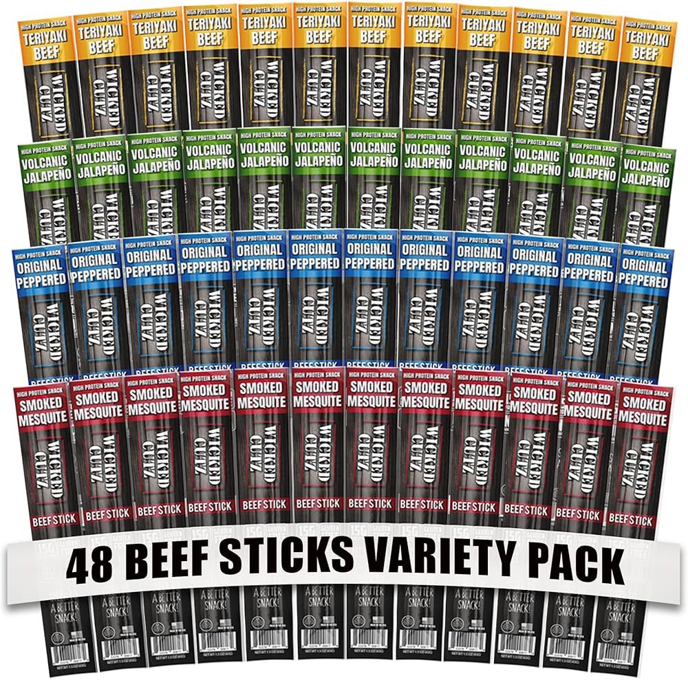 Beef Sticks Variety Pack | Tender, Flavorful, Extra Large Beef Jerky Sticks with up to 15g of Pro... | Amazon (US)