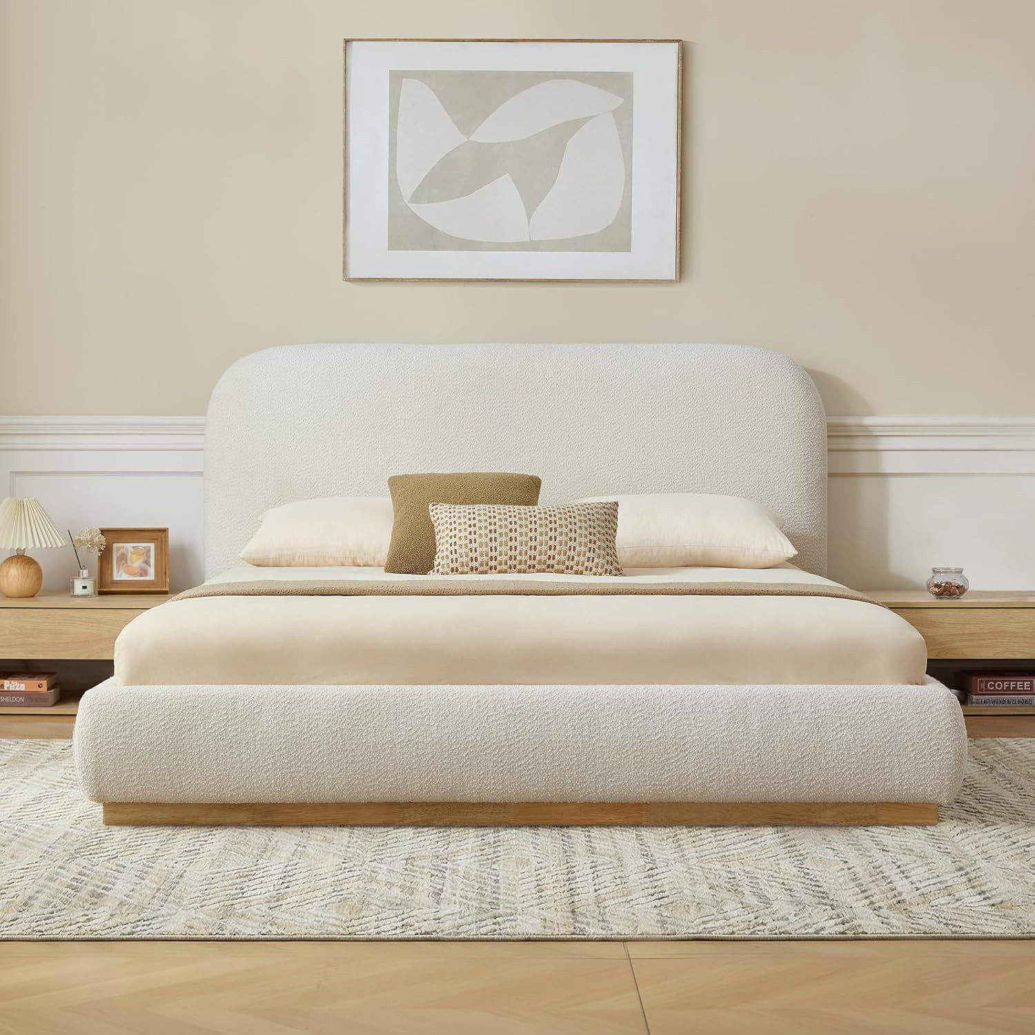 CHITA Queen Size Bed Frame, Upholstered Platform Bed with Waterproof Headboard, Wooden Slats Supp... | Amazon (US)