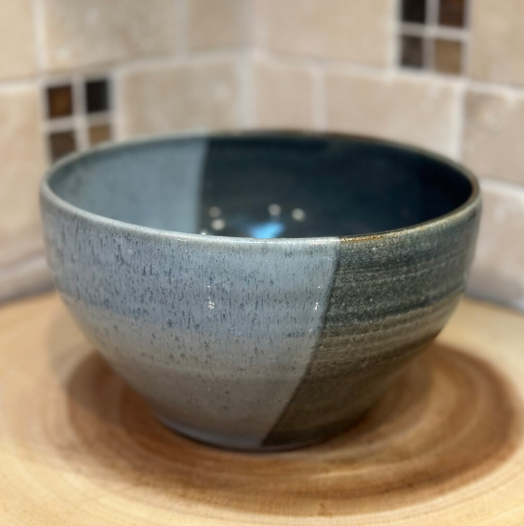 Handmade Ceramic Two Tone Blue Serving Bowl | Etsy (US)