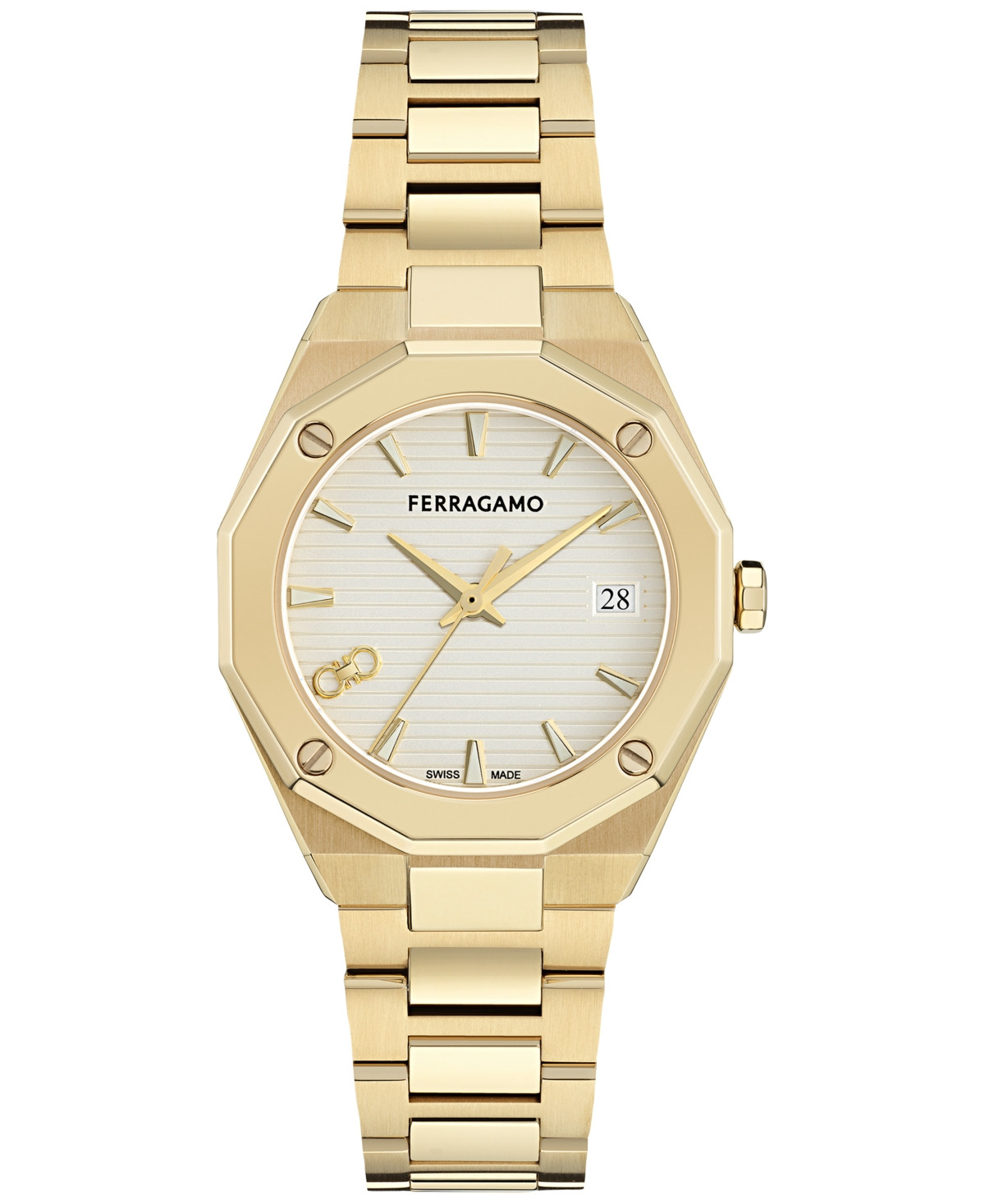 Ferragamo Women's Swiss Edge Gold Ion Plated Bracelet Watch 34mm - Ip Yellow Gold | Macy's