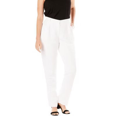 Jessica London Linen Pleat-Front Pant - 30 W, White | Target
