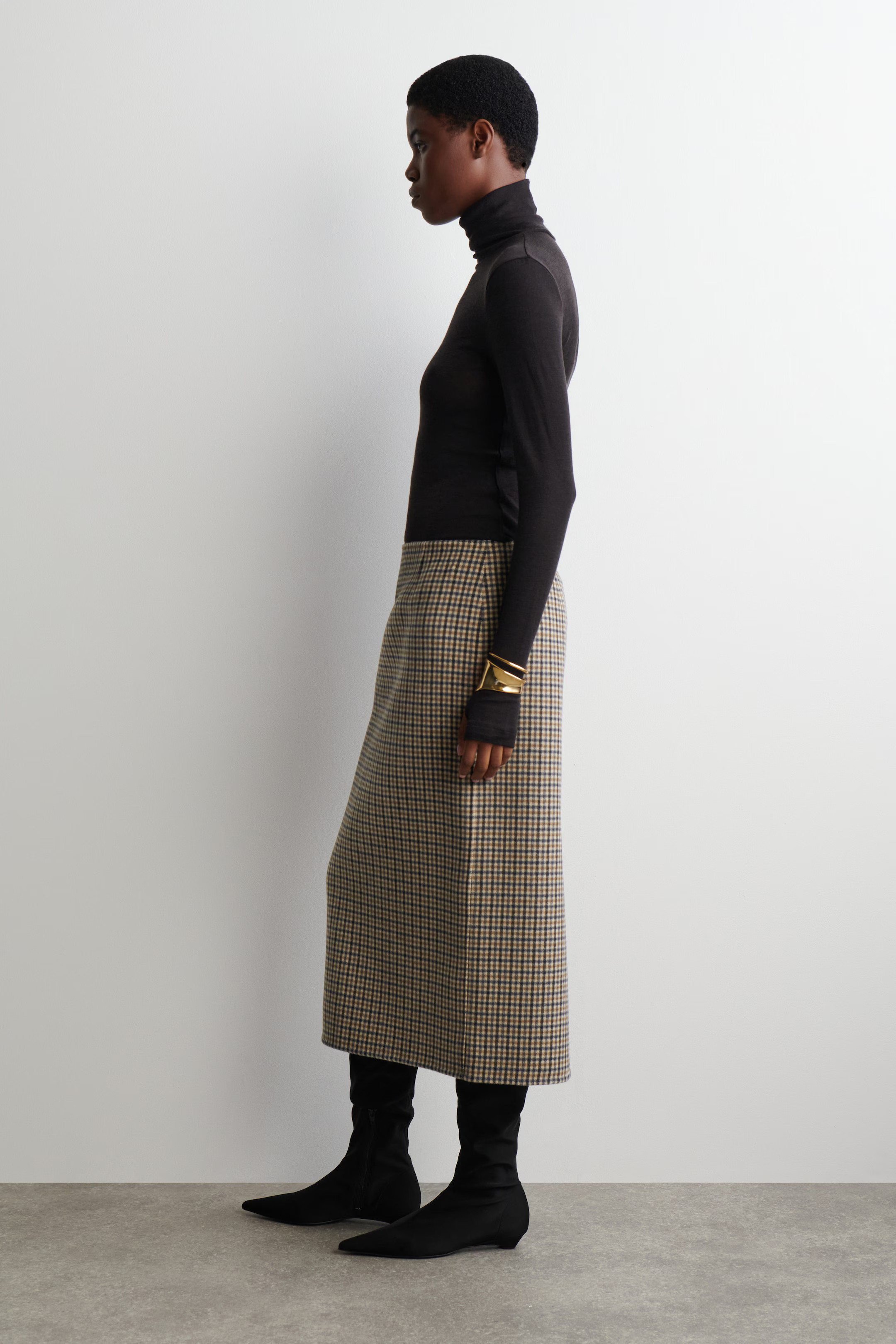 MERINO WOOL HIGH-NECK TOP - DARK BROWN | COS GB | COS UK