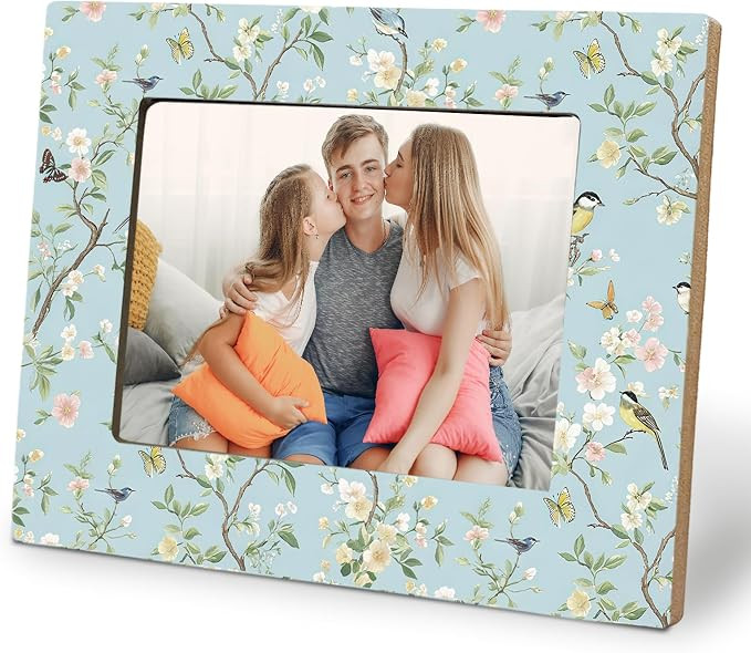 Chinoiserie Floral Bird Picture Photo Frame 5x7, Gifts for Bird Lovers,Rustic Farmhouse Beige Cot... | Amazon (US)