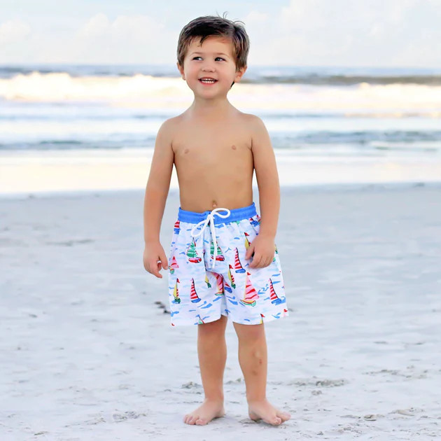Watercolor Sailboat Swim Trunks | Classic Whimsy